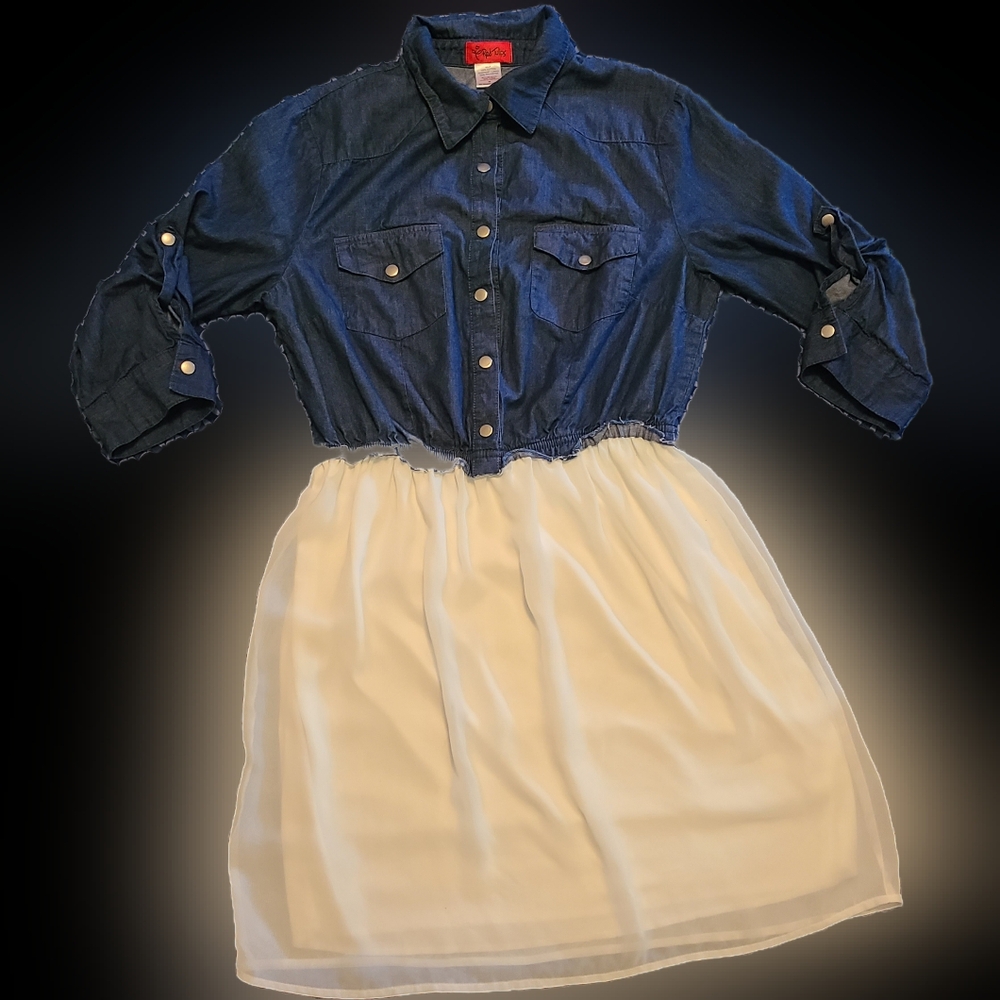Red Tulip Women's/Junior's Sheer & Denim Dress Sz M EUC